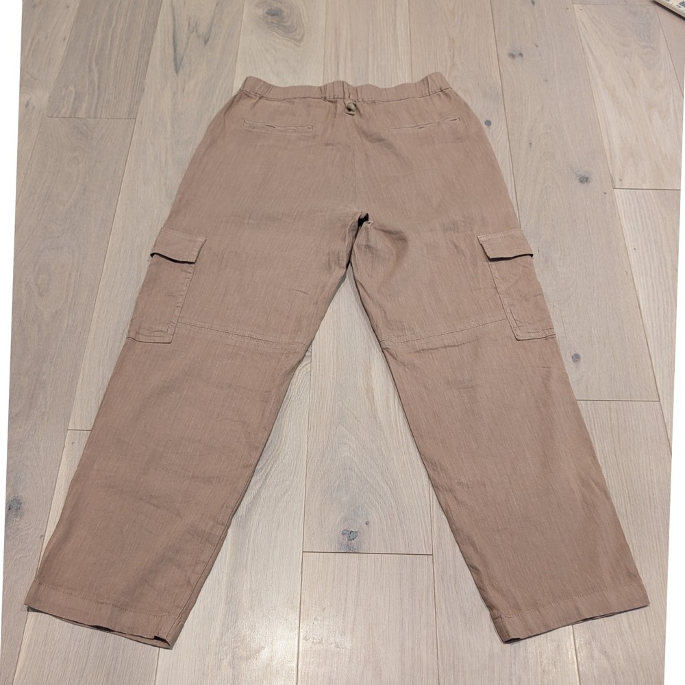 KUT From The Kloth Linen Cargo Pants Size 2 Tan Drawstring Utility - Picture 5 of 11